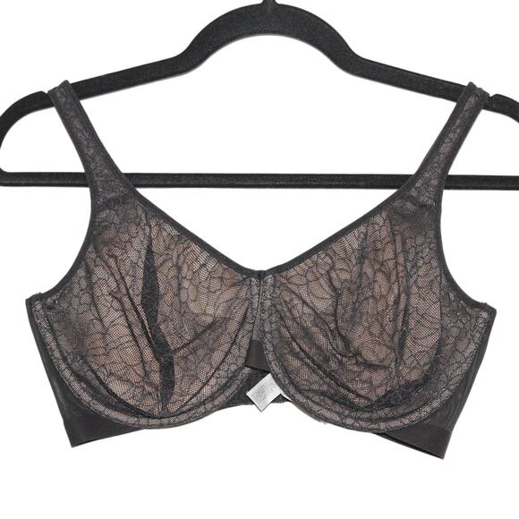 Wacoal Black Lace Detail Unlined Underwire Bra Size 34DDD - Picture 2 of 6